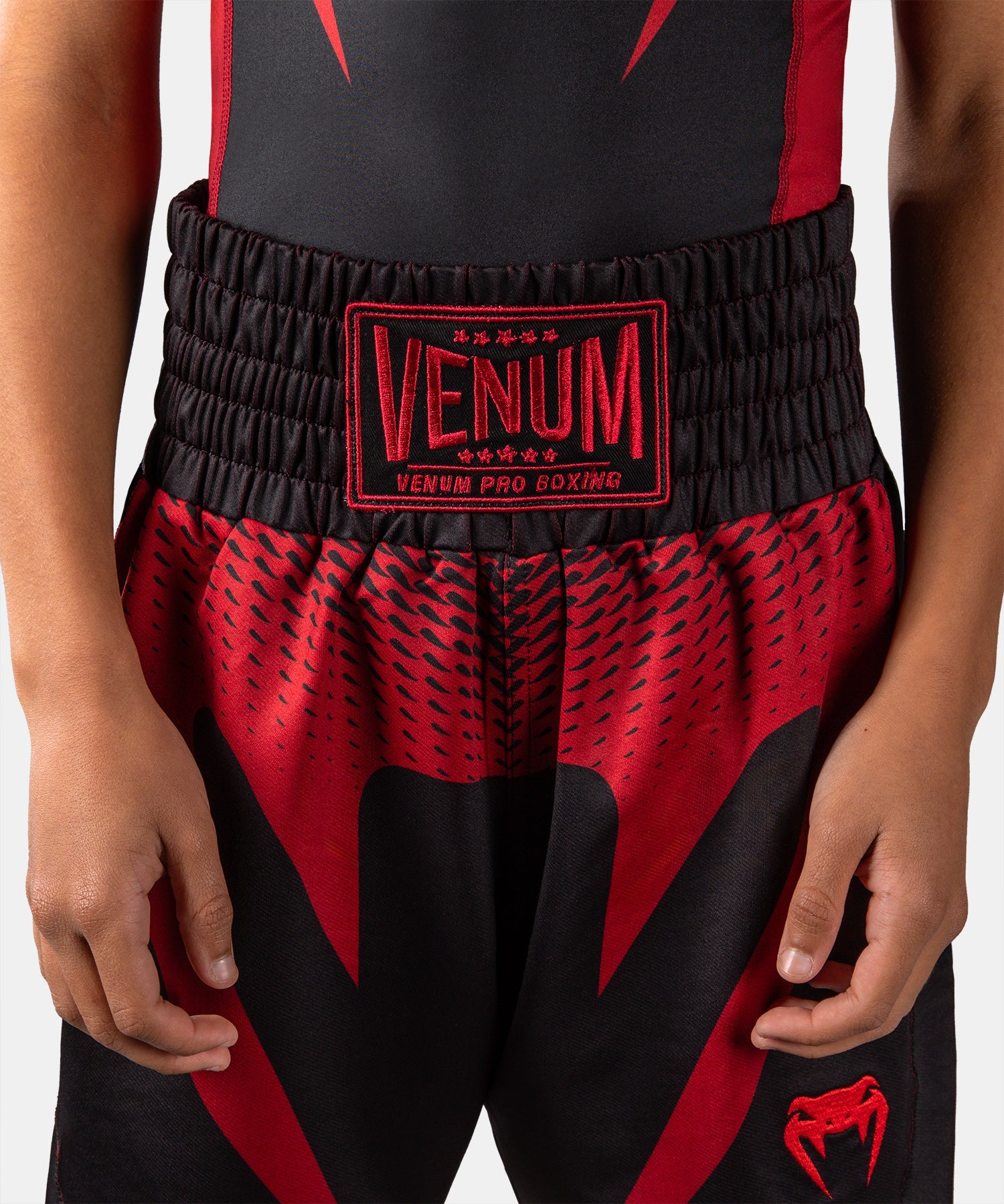 Pantaloncini da boxe Venum Attack – Bambini Nero/Rosso