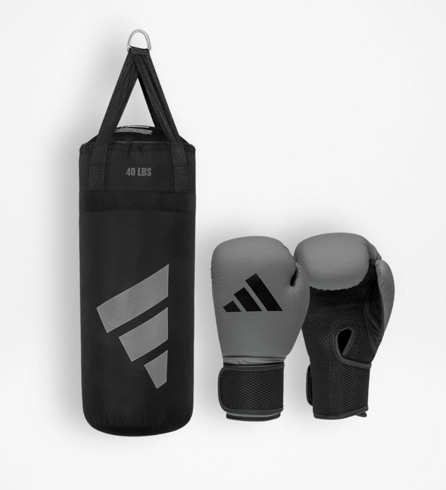 Adidas Boxhandschuhe + Boxsack Kinder – Grau/Schwarz