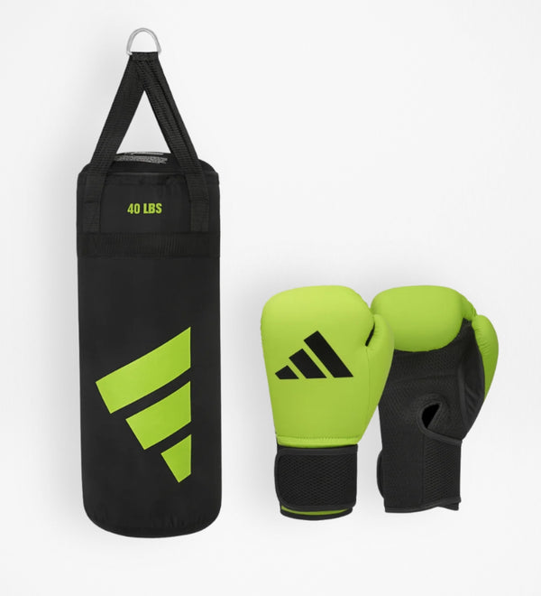 Adidas Boxhandschuhe + Boxsack Kinder – Grün/Schwarz