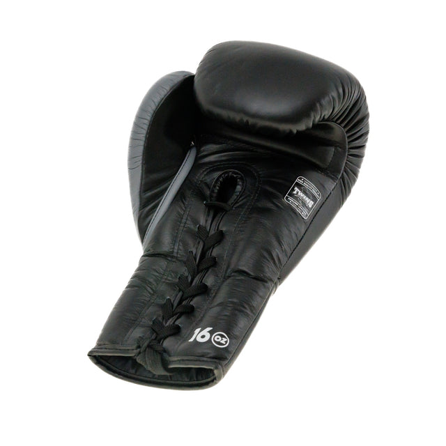 Guantes de boxeo Twins BGLL8 con cierre de cordones – Negro/Gris