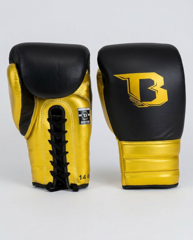 Booster Boxhandschuhe Rapid Strike mit Schnürverschluss – Schwarz/Gold