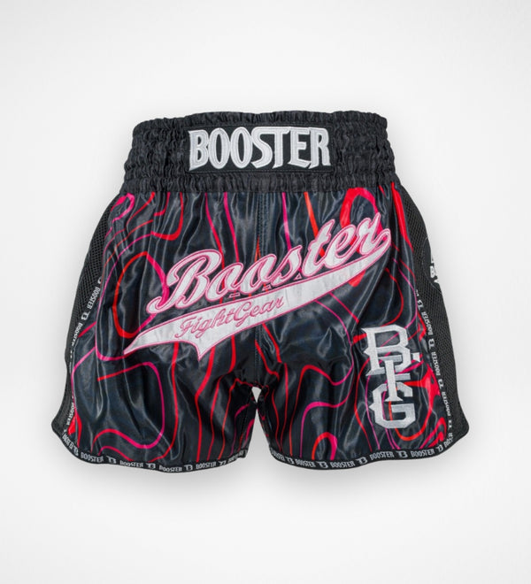 Shorts de kickboxing Booster Aurora – Noir/Rouge