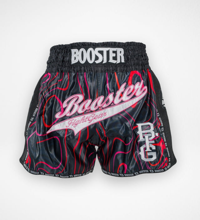 Shorts de kickboxing Booster Aurora – Noir/Rouge
