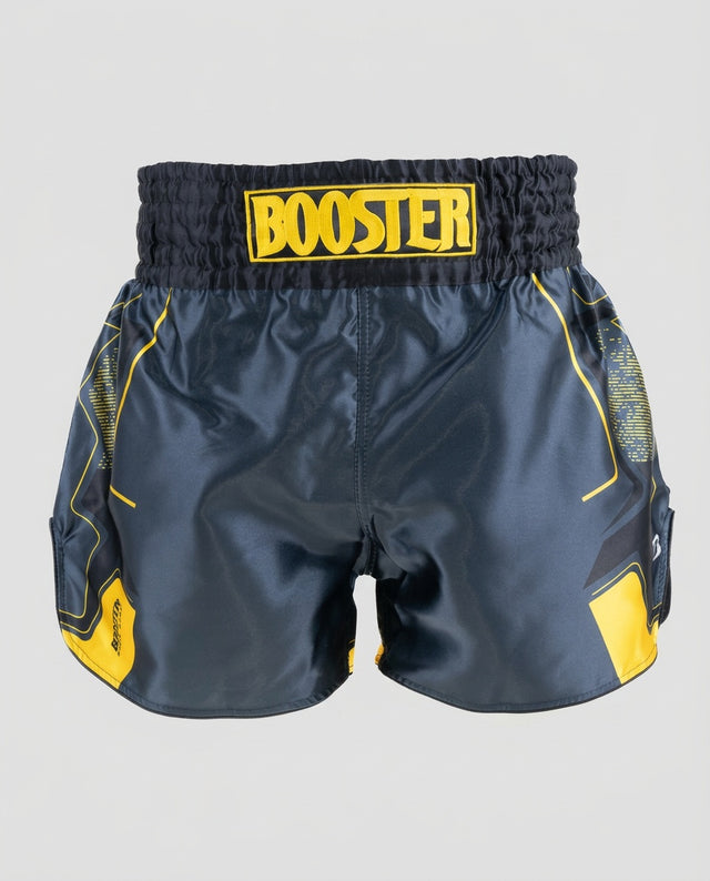 Pantalones de Muay Thai Booster BFG Ignite – Azul marino/Amarillo