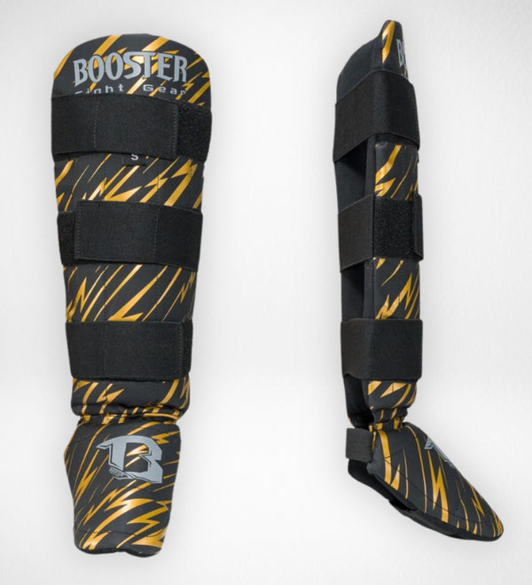 Booster Kickboks Scheenbeschermers Combat Kinderen - Zwart/Geel