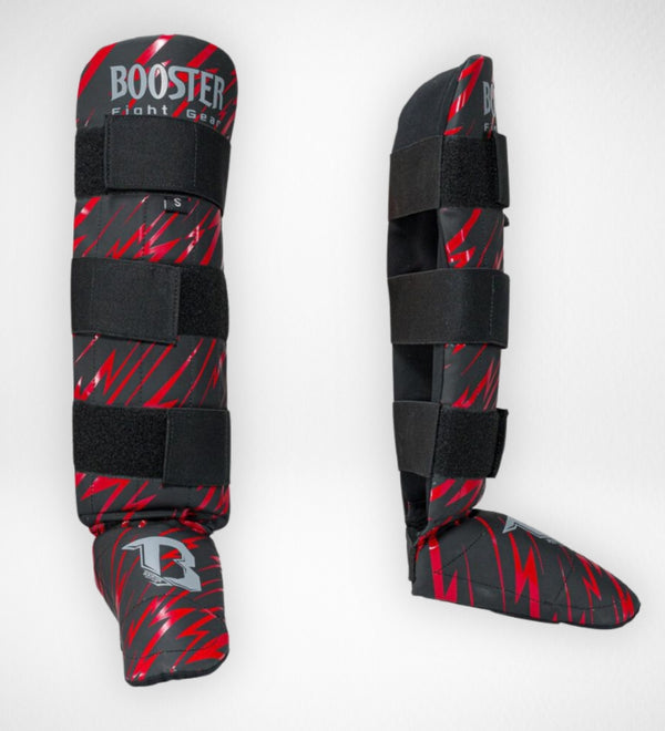 Booster Kickboks Scheenbeschermers Combat Kinderen - Zwart/Rood