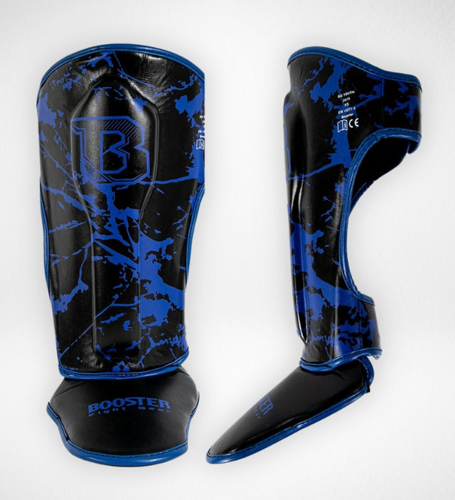 Booster Shin Guards Marble Kids – Black/Blue