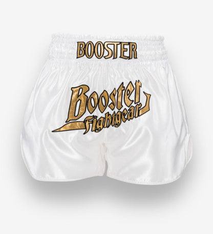 Short de Muay-Thaï Booster Thunder - Blanc/Doré