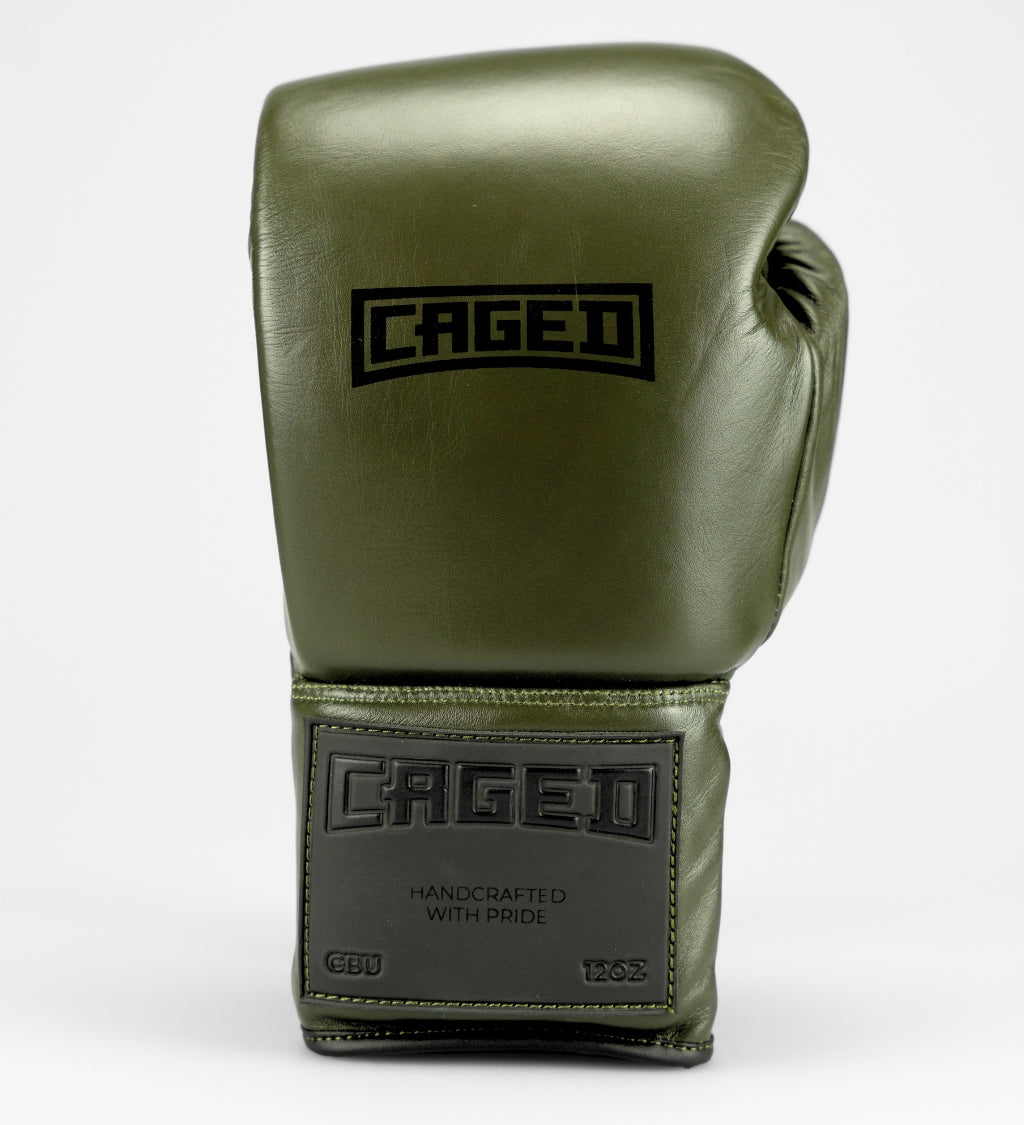 Gants de boxe Caged 'X Series' avec laçage - Vert kaki/Noir