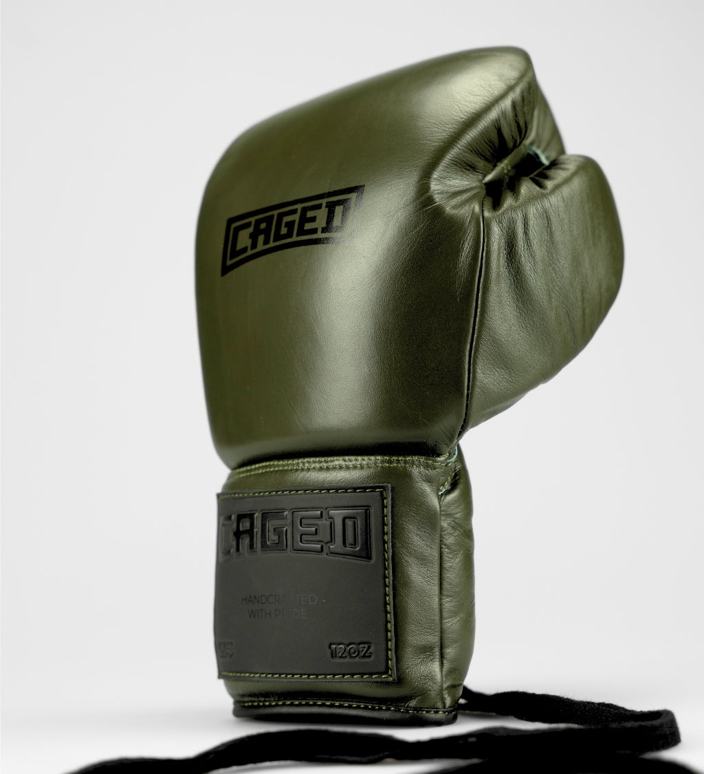 Gants de boxe Caged 'X Series' avec laçage - Vert kaki/Noir