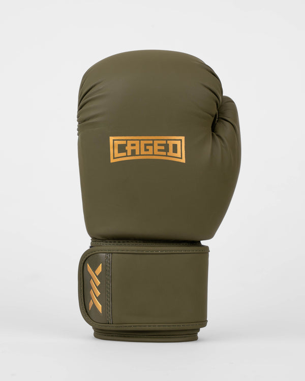 Caged Boxhandschuhe Shadow – Khaki Grün/Gold