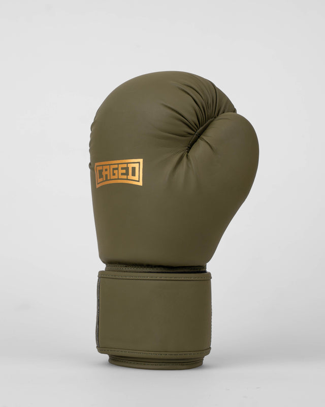 Caged Boxhandschuhe Shadow – Khaki Grün/Gold