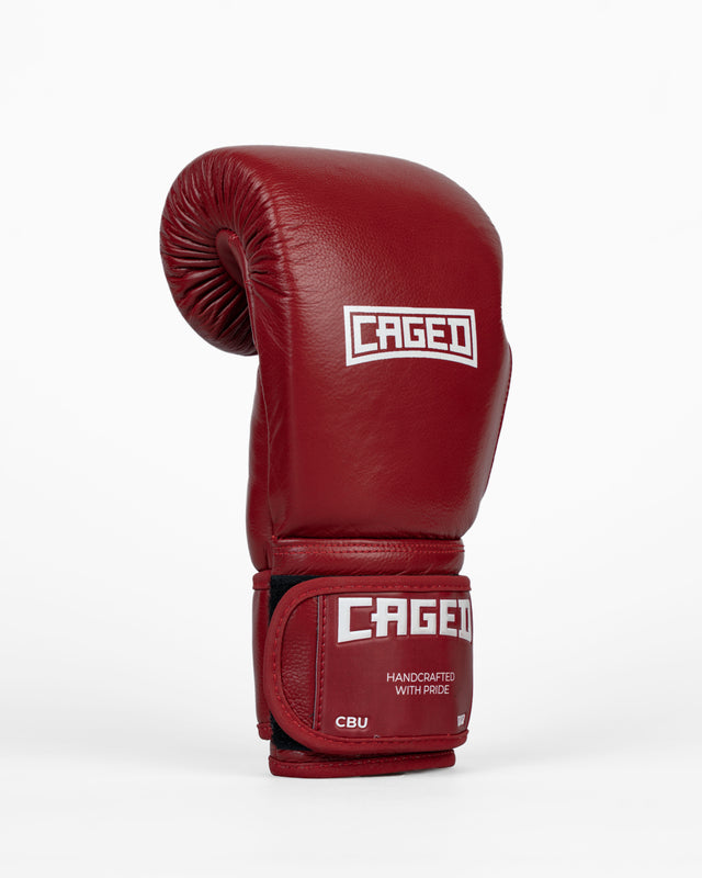 Caged Boxhandschuhe 'X' Series – Bordeaux Rot/Weiß