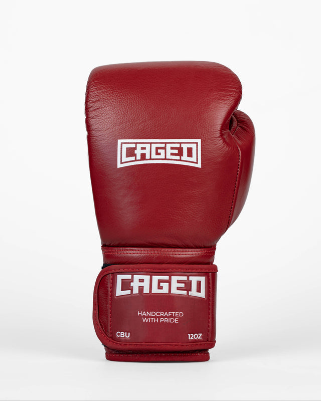 Caged Boxhandschuhe 'X' Series – Bordeaux Rot/Weiß