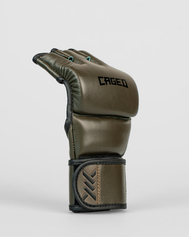 Caged MMA-Handschuhe 'X' Series – Khaki Grün/Schwarz