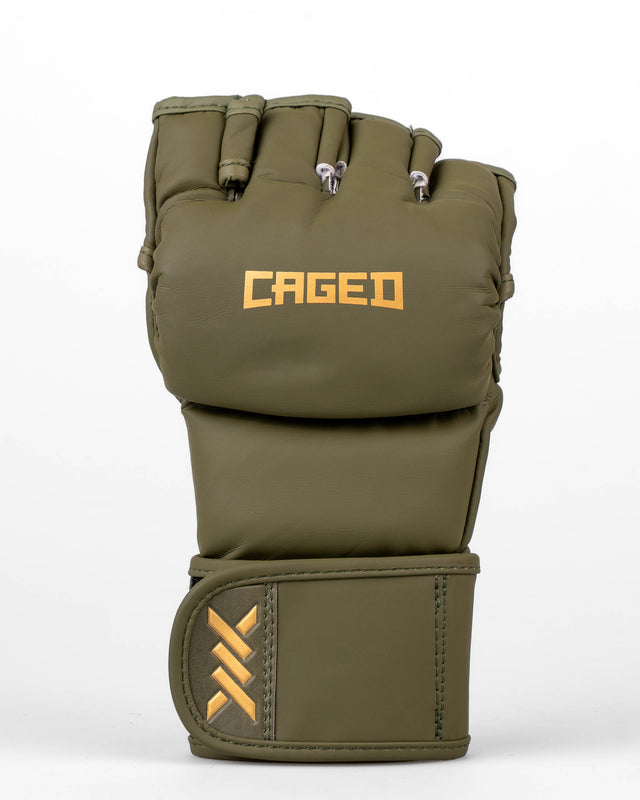 Gants de MMA Caged Shadow – Kaki/Or