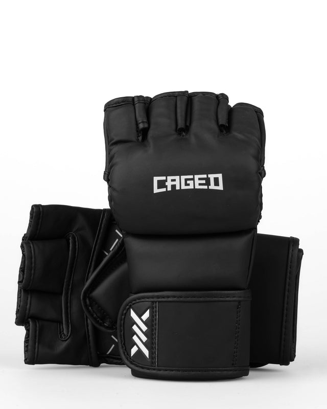 Caged MMA-Handschuhe Shadow – Matt Schwarz/Weiß