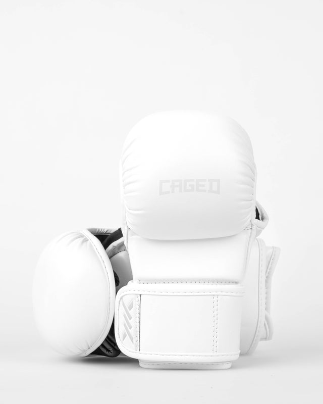 Gants de sparring MMA Caged Shadow – Blanc/Blanc