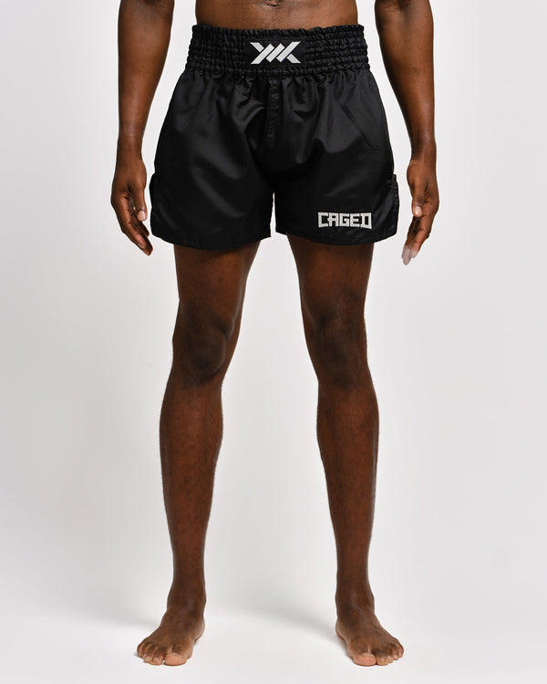 Caged Muay Thai Shorts Classic - Zwart/Wit