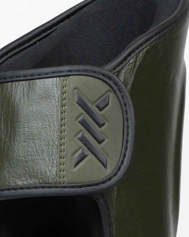 Caged Shin Guards 'X' Series - Khaki Green/Black