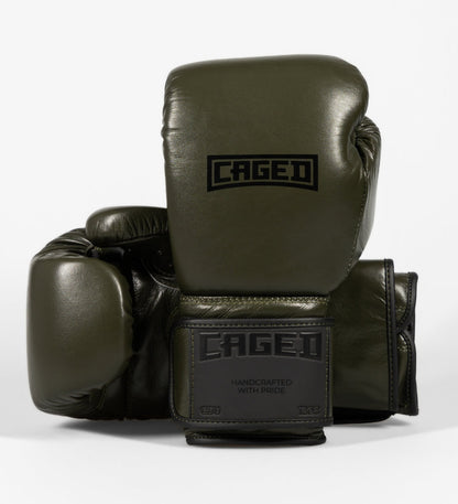 Gants de boxe Caged 'X' Series - vert kaki/noir