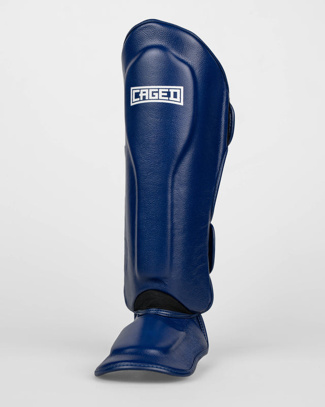 Caged Shin Guards 'X' Series - Navy Blue/White