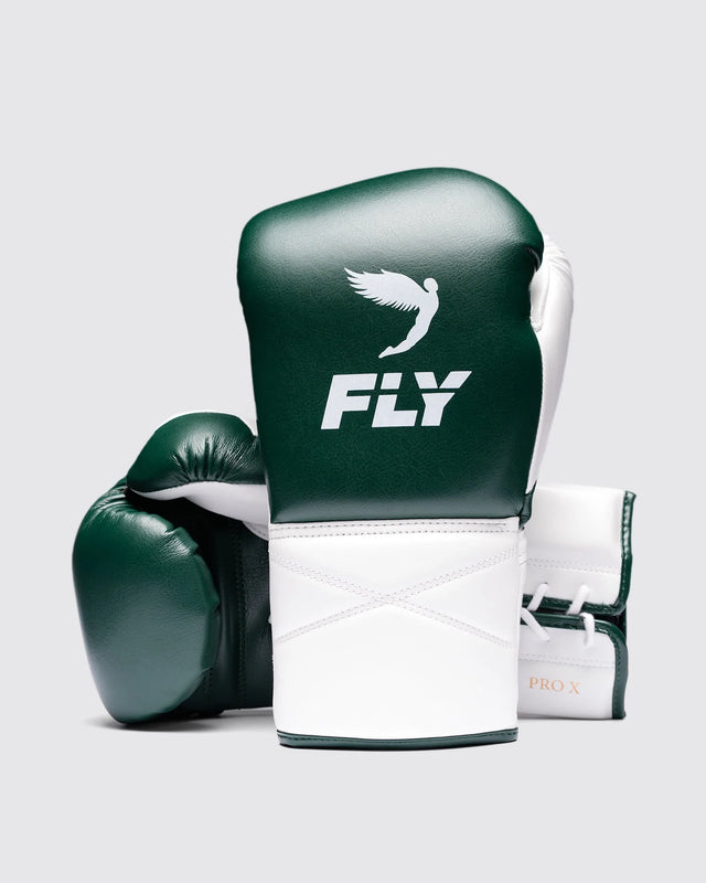 Gants de boxe Fly Superlace Pro X 2 – Vert foncé/Blanc