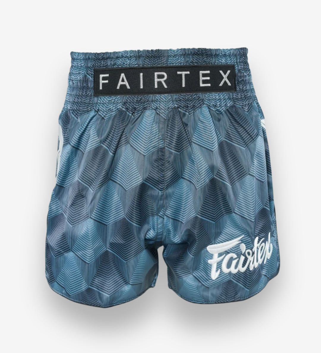 Short de Muay-Thaï Fairtex FXB Stealth - Gris/Bleu