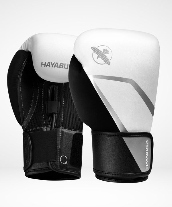 Gants de boxe Hayabusa E1 – Blanc/Noir/Argent