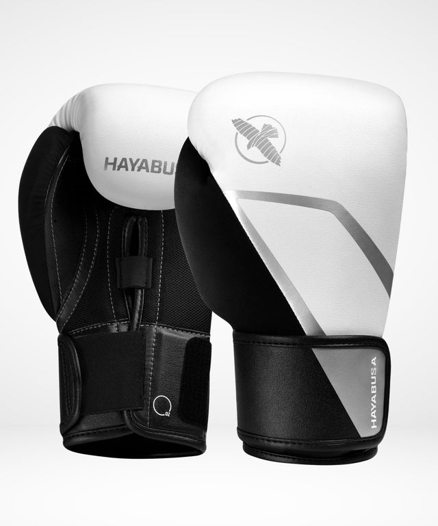 Gants de boxe Hayabusa E1 – Blanc/Noir/Argent