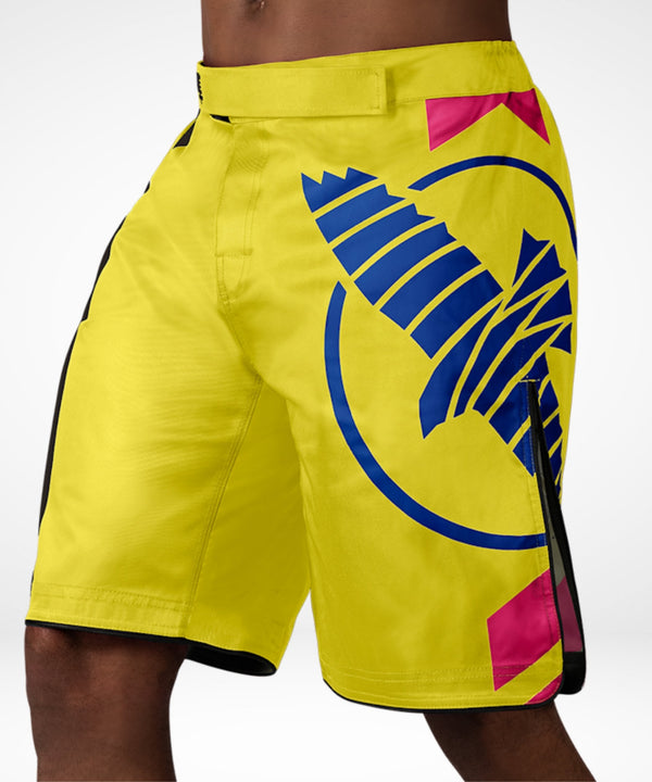 Pantaloncini MMA Hayabusa Icon Lang – Giallo/Blu/Rosa