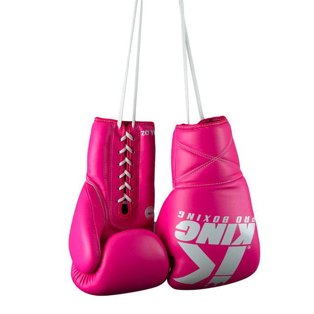 King Pro Boxing Boxhandschuhe XK mit Schnürverschluss – Rosa/Weiß