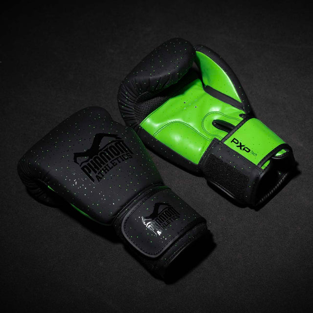 Guantes de boxeo Phantom Athletics Galaxy – Negro/Verde Neón