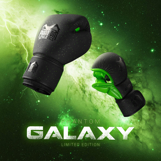 Guantes de boxeo Phantom Athletics Galaxy – Negro/Verde Neón