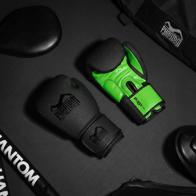 Guantes de boxeo Phantom Athletics Galaxy – Negro/Verde Neón
