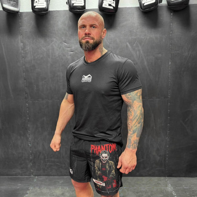 Shorts de MMA Phantom Athletics Fusion-R Chainsaw – Noir/Gris/Rouge