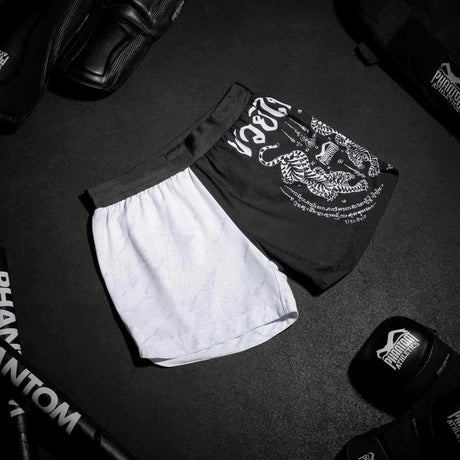 Pantaloni scurți Muay Thai Phantom Athletics Fusion – Negru/Alb