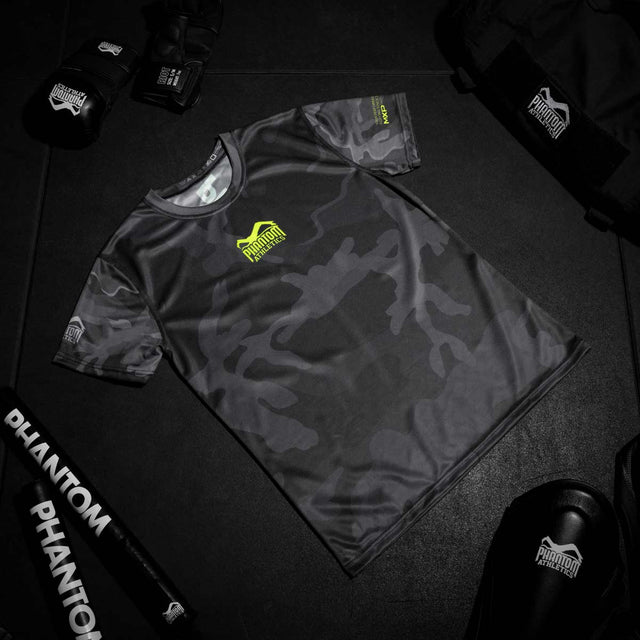 T-shirt d'entraînement Phantom Athletics EVO – Noir Camo/Néon