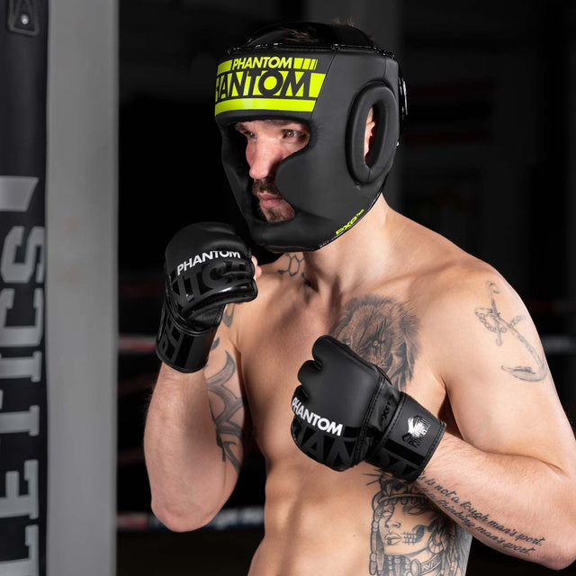 Casco da boxe Phantom Athletics Apex Full Face – Nero/Neon