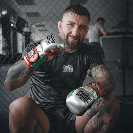 MMA rukavice Phantom Athletics Mexico – Stříbrná/Zelená/Červená