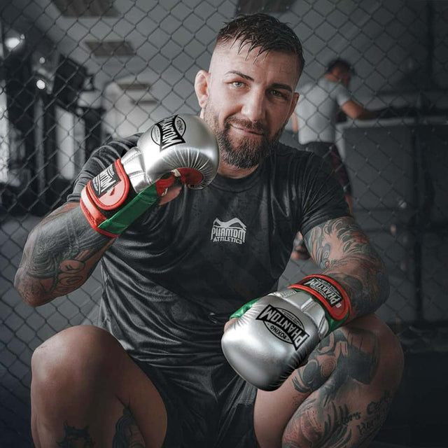 Gants de MMA Phantom Athletics Mexico – Argent/Vert/Rouge