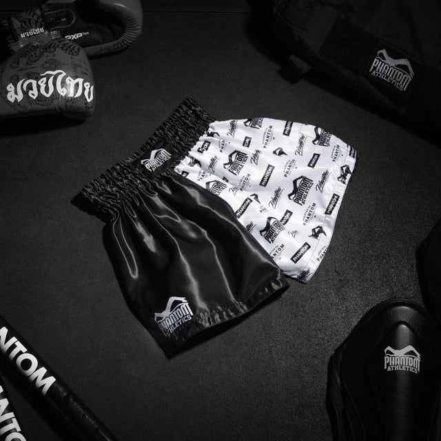 Shorts de Muay Thai Phantom Athletics Legend – Noir/Blanc