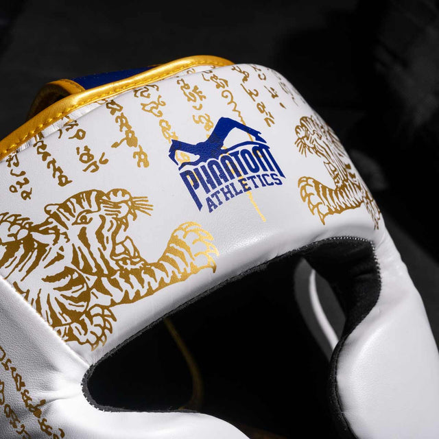 Casco de boxeo Phantom Athletics Muay Thai – Blanco/Oro