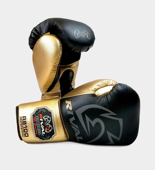 Gants de boxe Rival RS100 Professional - Noir/Doré