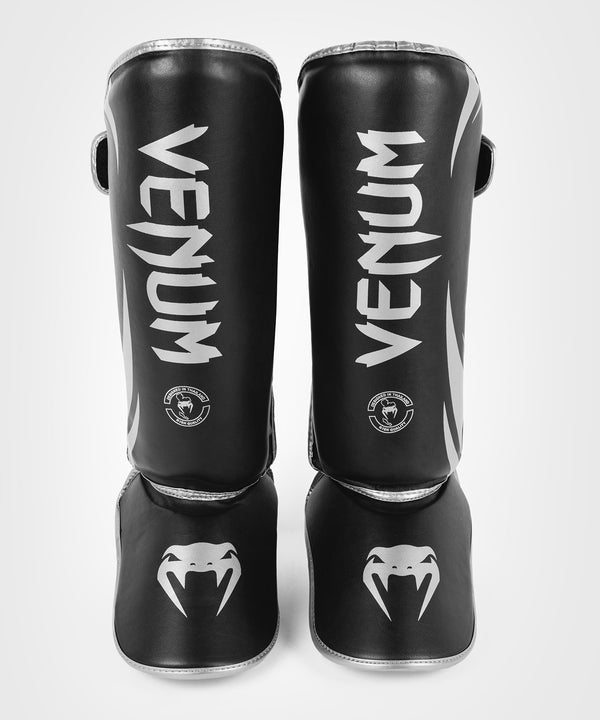 Espinilleras de kickboxing Venum Challenger – Negro/Plata