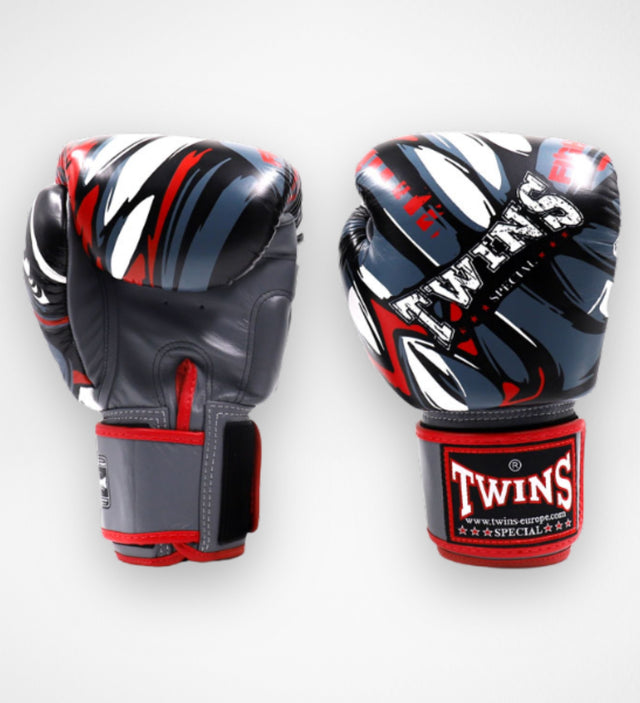 Twins Boxing Gloves FBGVL3-55 - Gray/Red/White