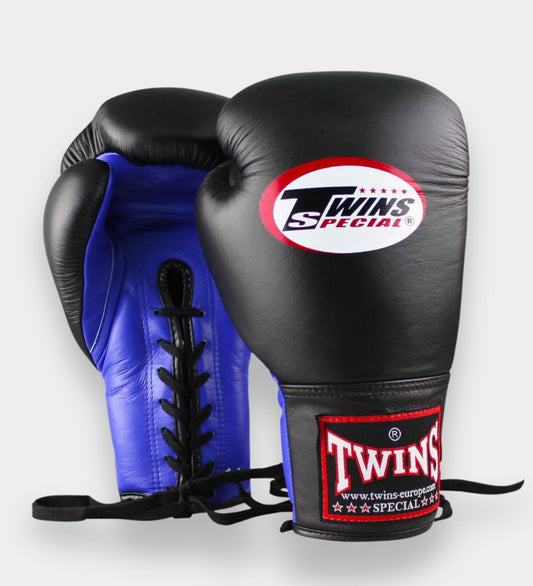 Gants de boxe Twins BGVLL1 avec laçage - Noir/Bleu