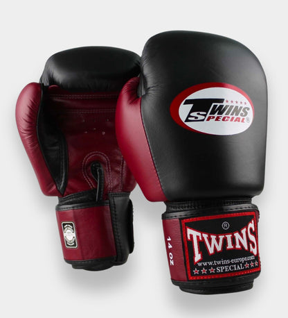 Gants de boxe Twins BGVL3 - Noir/Bordeaux Rouge