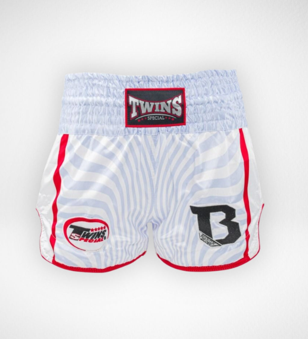 Short Muay Thai Twins TBT8 - Blanc/Rouge