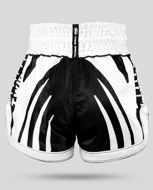 Shorts de Muay Thai Twins TTBL Spine – Noir/Blanc